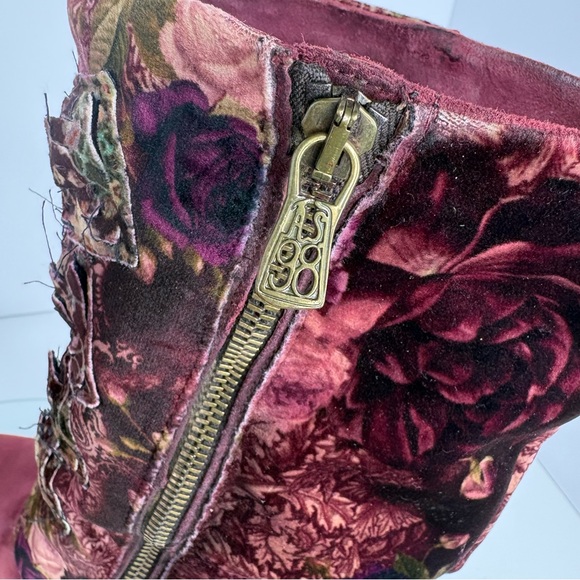 A.S.98 Saint Patchwork Floral Velvet Suede Leather Studded Boots Boho Size 9 - Picture 7 of 11